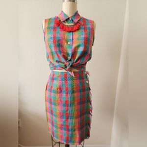 Rare Find. Vintage Signature by Jerell multi- color plaid skirt set.